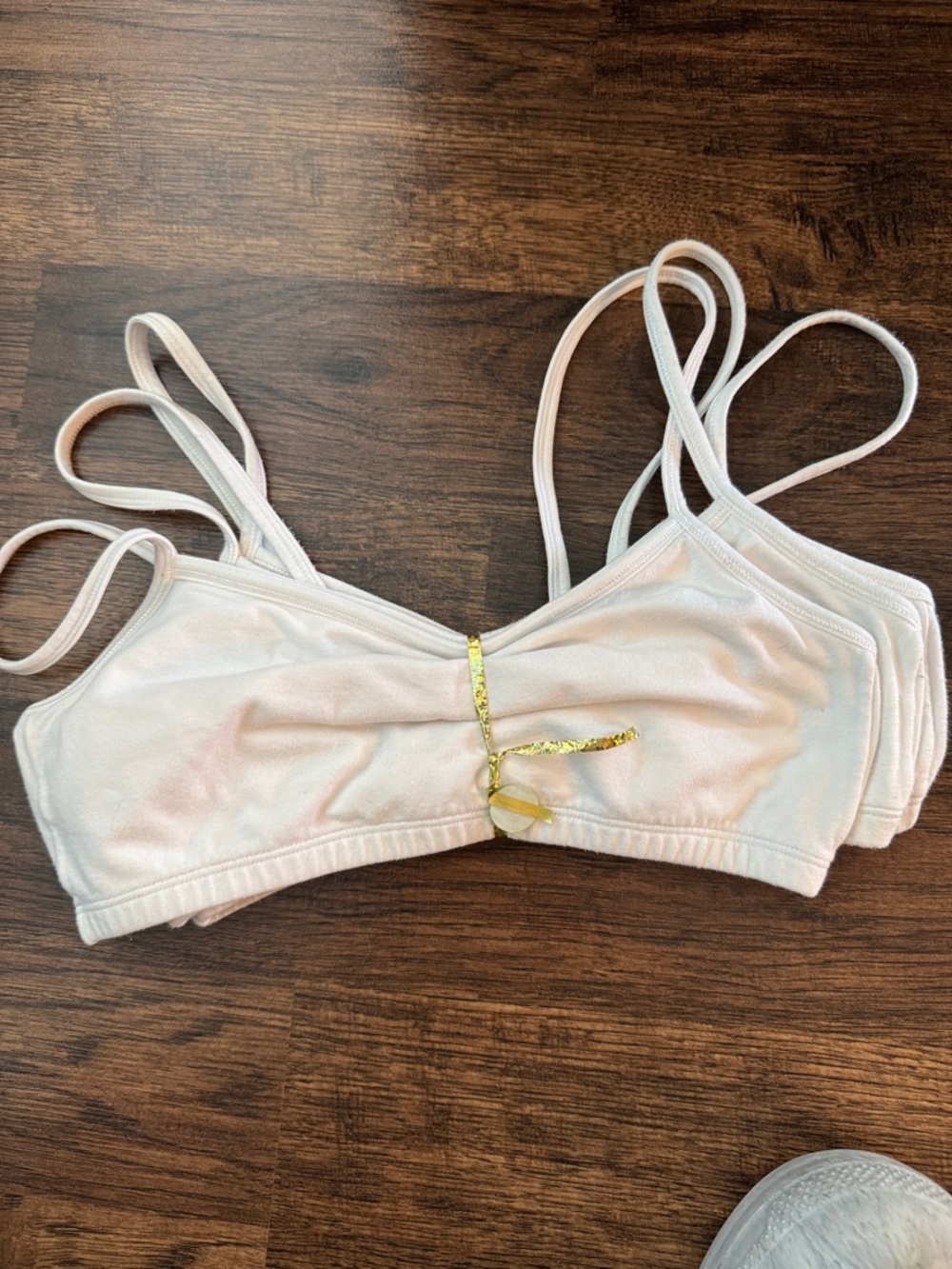 3 Fruit of the Loom White Double-Strap Bralettes.  34
